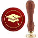 CRASPIRE Graduation Hat Wax Seal Stamp Graduation Sealing Wax Stamps 30mm Retro Vintage Removable Brass Stamp Head with Wood Handle for Wedding Invitations Cards Gift Wrapping AJEW-WH0184-0828-1