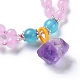 Bracelets à brins multiples à brins extensibles avec quartz rose naturel BJEW-I260-16-4