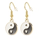 3 Pairs 3 Style Flat Round with Yin Yang Alloy Enamel Dangle Earrings & Stud & Leverback Earrings EJEW-JE04893-5