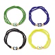 4 pièces 4 couleurs graines de verre triple couche bracelets extensibles ensemble avec chalumeau mauvais œil chalumeau perlé BJEW-TA00286-1