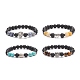 4 pièces 4 ensembles de bracelets extensibles en pierres précieuses mélangées naturelles et synthétiques BJEW-TA00147-1