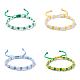 4pcs bracelet tressé motif fleur de pêcher 4 couleurs BJEW-SZ0002-09-1