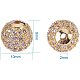 NBEADS 1 Box of 10 Pcs 10mm Crystal Cubic Zirconia Pave Micro Setting Round Beads Pave Disco Ball Spacer Beads Brass Bracelet Connector Charms for Jewelry Making ZIRC-NB0001-01G-3