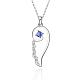 Silver Color Plated Brass Cubic Zirconia Wing Pendant Necklaces NJEW-BB09467-A-1