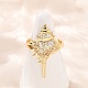 Латунные микро проложить манжеты кольца кубического циркония RJEW-P167-02C-G-1
