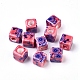 Salmon Handmade Printed Porcelain Cube Beads X-PORC-Q158-1-1