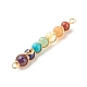 Chakra Natural & Synthetic Gemstone Copper Wire Wrapped Connector Charms PALLOY-JF01623-5