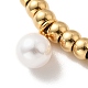 Chapado al vacío 304 pulsera de perlas de plástico de acero inoxidable con 201 cuentas redondas de acero inoxidable para mujeres BJEW-B057-20G-2