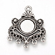 Tibetan Style Alloy Cabochon and Rhinestone Connector Settings TIBE-Q075-11AS-LF-1