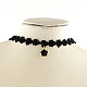 Dentelle vintage choker de style gothique colliers avec pendentifs en verre de fleurs NJEW-R227-44-1