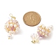 Campana de perlas de concha natural con aretes colgantes con lazo de aleación EJEW-MZ00089-3