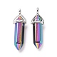 Rainbow Color Faceted Bullet Glass Pointed Pendants KK-E282-02P-01-2