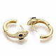 Brass Micro Pave Cubic Zirconia Huggie Hoop Earrings EJEW-S208-057A-3