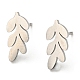 201 boucles d'oreilles puces feuille en acier inoxydable avec 304 broches en acier inoxydable EJEW-H096-02P-1