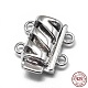 Rhodium Plated 925 Sterling Silver Box Clasps X-STER-L057-016P-1
