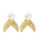 Фурнитура для сережек-гвоздиков из латуни с микропаве из прозрачных кубических цирконий в форме рыбьего хвоста KK-D102-06G-4