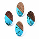 Accessoires de boucles d'oreilles en résine transparente et bois de noyer MAK-N032-005A-F01-1