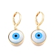 Shell & Synthetic Turquoise Evil Eye Dangle Leverback Earrings EJEW-N012-60-2