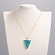 Triangle Brass Electroplated Natural Druzy Agate Crystal Pendant Necklaces NJEW-JN01140-5
