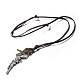 Регулируемые мужские подвески из цинкового сплава и ожерелья лариат с кожаным шнуром NJEW-BB16008-A-1