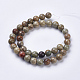 Chapelets de perles de feuille d'argent en jaspe naturel G-J346-36-10mm-2