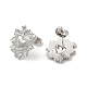 Rack Plating Brass Heart with Leaf Stud Earrings for Women EJEW-I283-01P-2