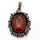 Geamstone Natural Red Agate Oval Gothic Pendants G-D559-12-1