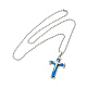 Collier pendentif croix en alliage avec chaînes à boules NJEW-K245-001A-2
