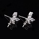 925 Sterling Silver Micro Pave Cubic Zirconia Ear stud Findings STER-P035-55P-4