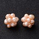 Round Handmad Natural Pearl Woven Beads PEAR-J002-03B-1
