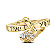 SHEGRACE Infinite Love 18K Gold Plated Heart Charm Brass Cubic Zirconia Finger Ring JR03A-01-2