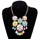 Fashion Women Jewelry Zinc Alloy Glass Flower Bib Statement Choker Collar Necklaces NJEW-BB15068-C-8