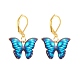 Boucles d'oreilles pendantes papillon en alliage d'émail EJEW-JE05045-5