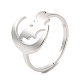 304 anillo ajustable luna con murciélago de acero inoxidable para mujer RJEW-M149-04P-3