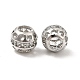 Hollow Brass Micro Pave Clear Cubic Zirconia European Style Beads KK-E068-VB485-1