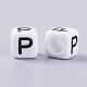 Letter P White Cube Letter Acrylic Beads for Name Jewelry Making X-PL37C9308-P-2