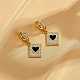 Прозрачные серьги-кольца с сердечками из кубического циркония и карточным покером EJEW-SW00011-07-6