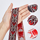 エスニック風刺繍ポリエステルリボン  ジャカードリボン  服飾材料  花柄  ココナッツブラウン  1-1/4インチ（33mm）  約7.66ヤード（7m）/ロール OCOR-WH0077-27B-3