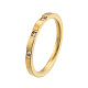 クリスタル ラインストーン シンプル 細身 指輪  女性用201ステンレスト鋼ジュエリー  ライトゴールド  内径：17mm RJEW-N043-33LG-1