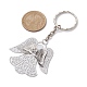 真鍮ペンダントキーホルダー  鉄のスプリットキーリング付き  プラチナ  天使と妖精  9.4cm KEYC-JKC00725-05-3