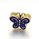 Butterfly Brass Enamel Beads KK-N0081-50B-2