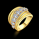 真鍮製マイクロパヴェキュービックジルコニア指輪指輪  ワイドバンドリング  透明  ゴールドカラー  サイズ7  内径：17.3mm RJEW-BB39437-G-7-2