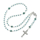 Collar de cuentas de rosario de perlas de vidrio NJEW-TA00082-02-1