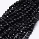 Faceted Flat Round Frosted Crystal Glass Beads Strands GLAA-F007-A02-2