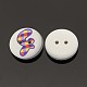 2-Hole Flat Round Number Printed Wooden Sewing Buttons X-BUTT-M002-4-2