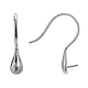 Rhodium Plated 925 Sterling Silver Earring Hooks STER-E041-14P-2