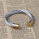 Bracelets manchettes bracelets jonc avec boule en 304 acier inoxydable BJEW-L553-15B-1