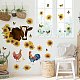 SUPERDANT Farm Animals Wall Stickers Cow Wall Stickers Rooster Sunflower Rustic Wall Decals Peel and Stick Vinyl Removable Wall Art Stickers for Farmhouse Kitchen Dining Room Decorations DIY-WH0228-585-4