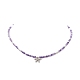 Halskette mit klarem Zirkonia-Bowknot-Anhänger und natürlichen Amethyst-Perlenketten für Damen NJEW-JN04271-03-4