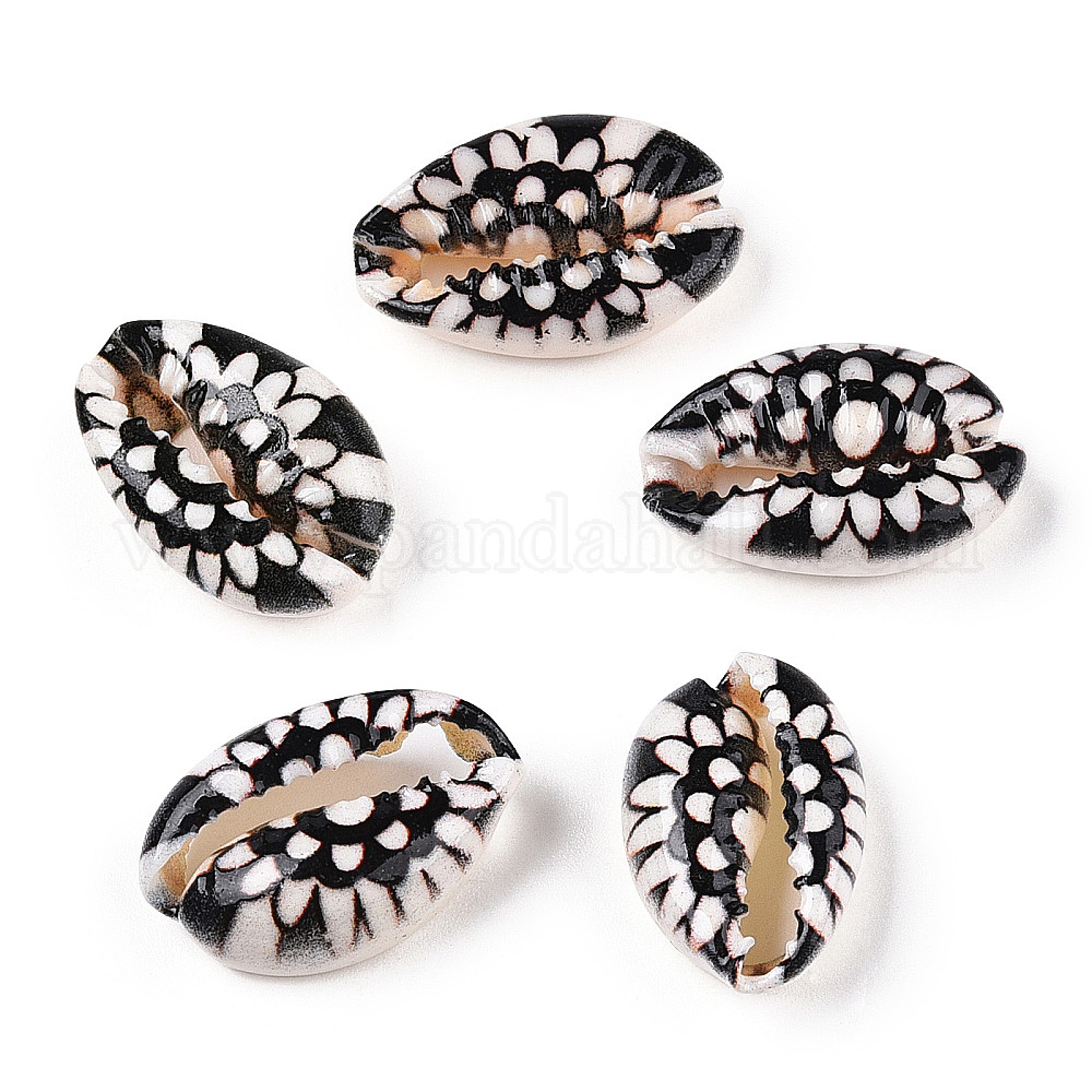 Wholesale Flower Printed Cowrie Shell Beads - Pandahall.com